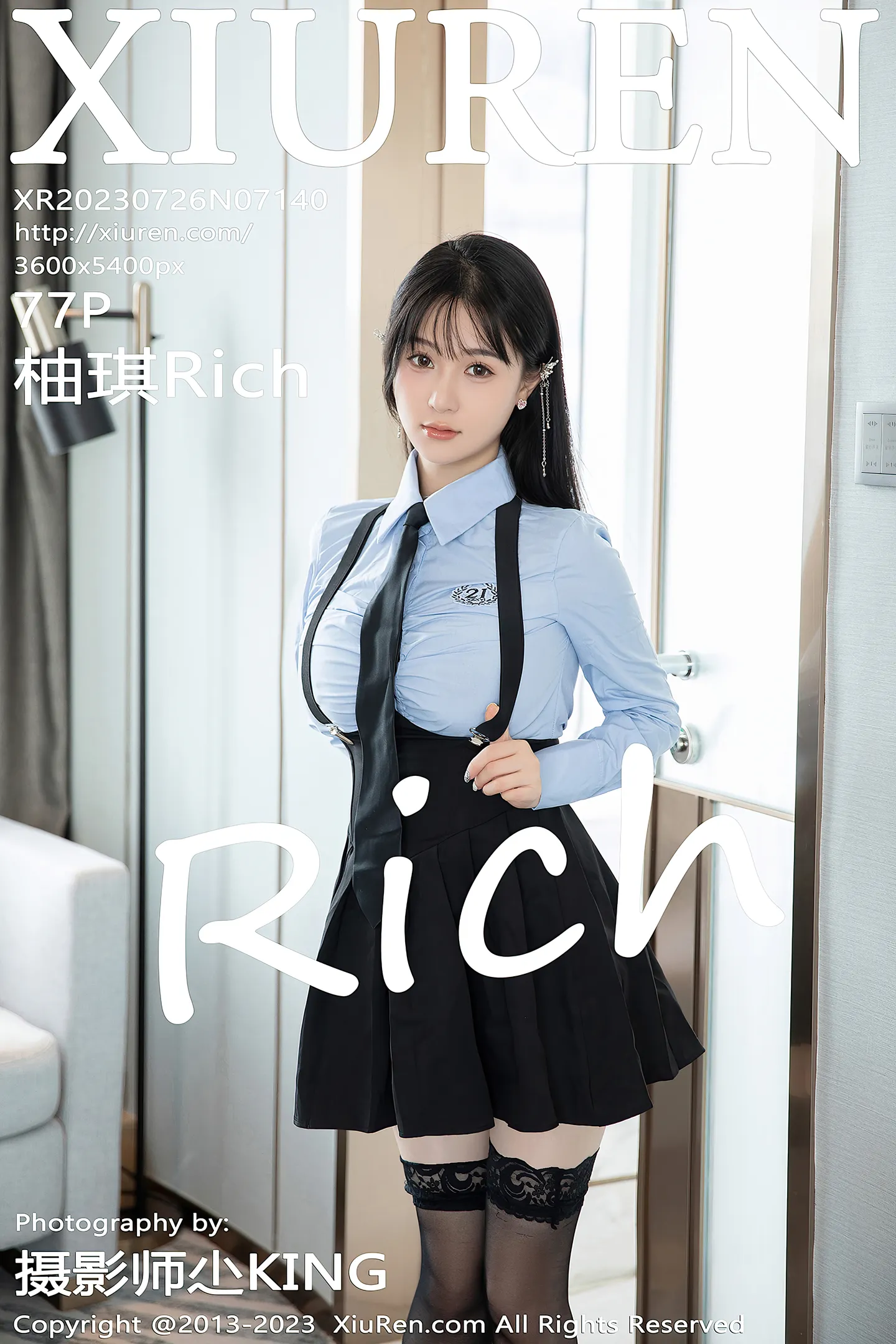 [XiuRen秀人网]No.7140_模特柚琪Rich性感学妹装扮半脱露黑色内衣秀丰腴美臀诱惑写真76P-秀人网 - XiuRen.Space